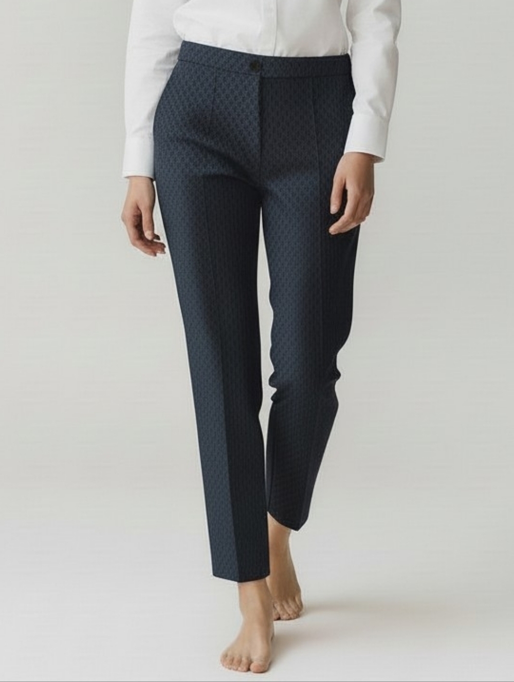 Atelier Gardeur Tailored Patterned Straight Leg Ankle Pants Trousers